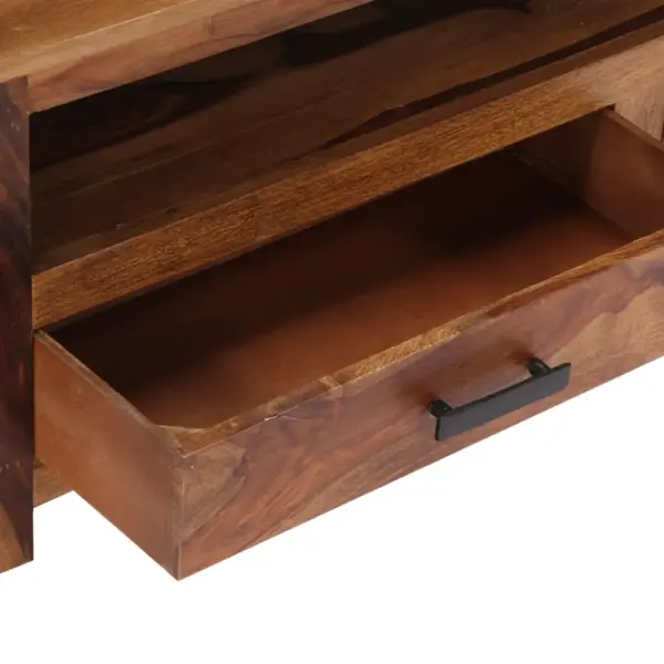 Puidust telerikapp kahe sahtliga, pruun, 118 x 30 x 40 cm – 5
