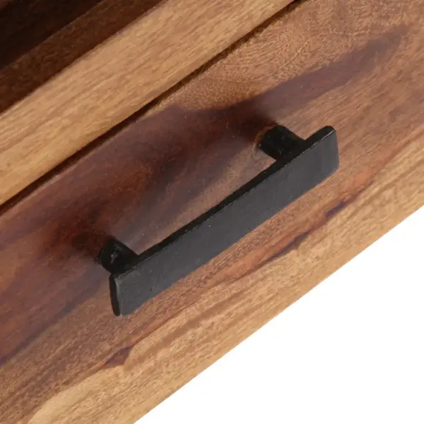 Puidust telerikapp kahe sahtliga, pruun, 118 x 30 x 40 cm – 6