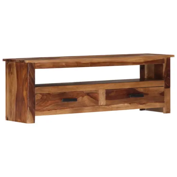 Puidust telerikapp kahe sahtliga, pruun, 118 x 30 x 40 cm – 8