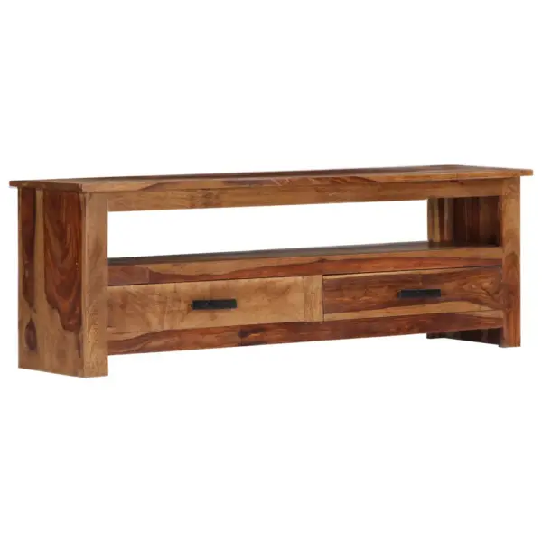 Puidust telerikapp kahe sahtliga, pruun, 118 x 30 x 40 cm – 9