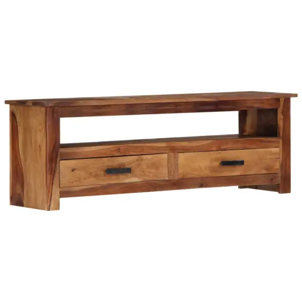 Puidust telerikapp kahe sahtliga, pruun, 118 x 30 x 40 cm – 10