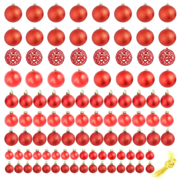 100-osaline punane plastist jõulukuulide komplekt, 3/4/6 cm – 2