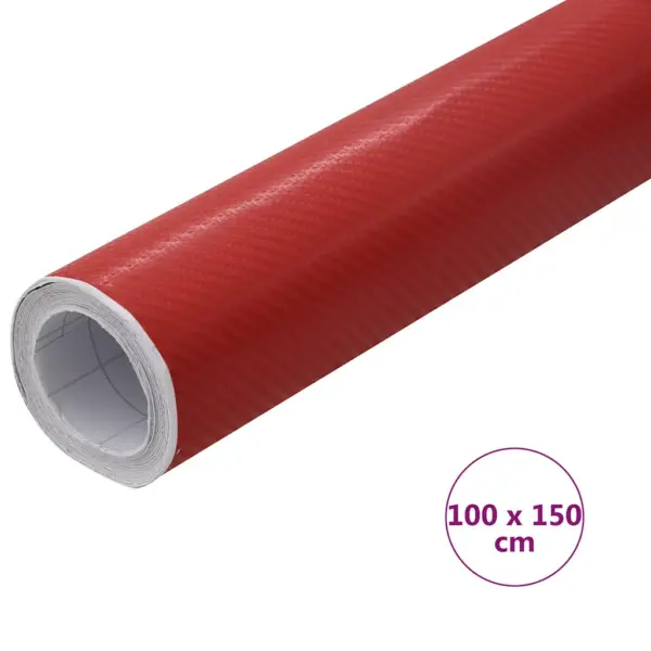 Punane 4D süsinikkiu välimusega iseliimuv autokile, PVC, 100 x 150 cm – 7