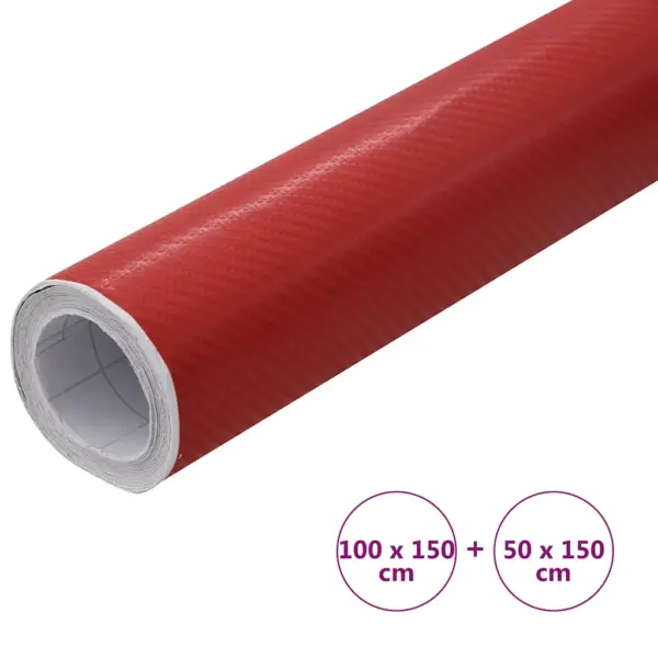 Punane 4D süsinikkiu välimusega iseliimuv autokile, 2 tk, 100 x 150 cm + 50 x 150 cm – 7