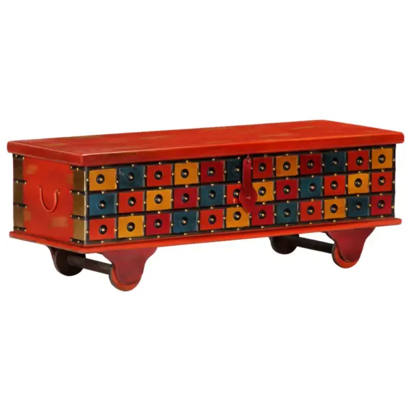 Punane akaatsiapuidust hoiukirst klassikalise mustriga, 110 x 40 x 40 cm – 12