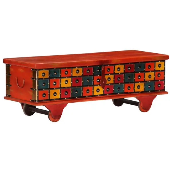 Punane akaatsiapuidust hoiukirst klassikalise mustriga, 110 x 40 x 40 cm – 13