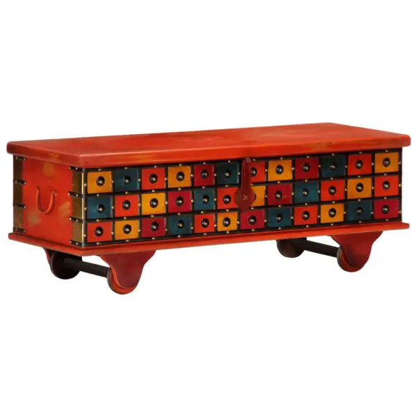 Punane akaatsiapuidust hoiukirst klassikalise mustriga, 110 x 40 x 40 cm – 10