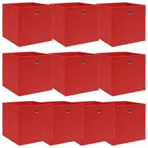 Kokkupandavad kangast hoiukastid metallist aasaga, 10 tk, punane, 32 x 32 x 32 cm