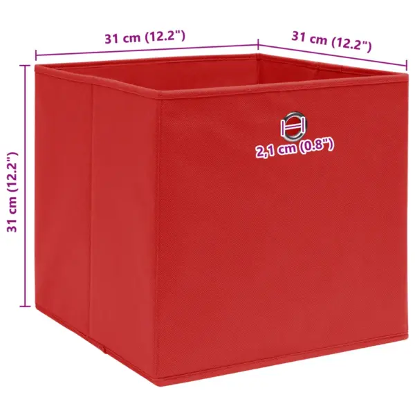 Kokkupandavad kangast hoiukastid metallist aasaga, 10 tk, punane, 32 x 32 x 32 cm – 5