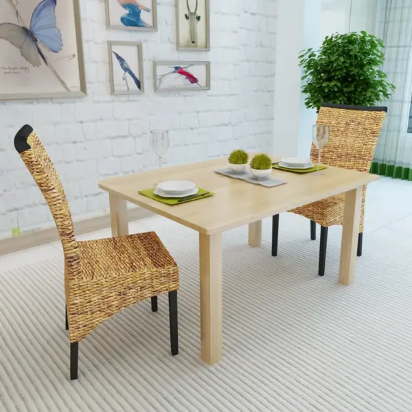 Punutud söögitoolid 2 tk, mangopuit ja banaanilehed, pruun, 47 x 50 x 97 cm – 3