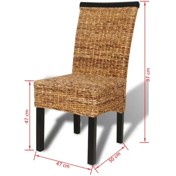 Punutud söögitoolid 2 tk, mangopuit ja banaanilehed, pruun, 47 x 50 x 97 cm – 9