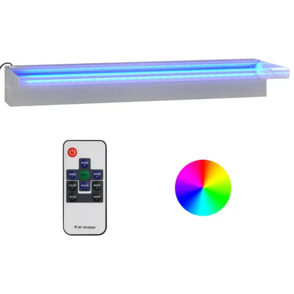 Purskkaevu kosk tiigile ja basseinile, RGB LED-tuled, harjatud roostevaba teras, hõbedane, 60 cm – 2