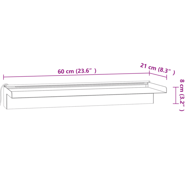 Purskkaevu kosk tiigile ja basseinile, RGB LED-tuled, harjatud roostevaba teras, hõbedane, 60 cm – 12