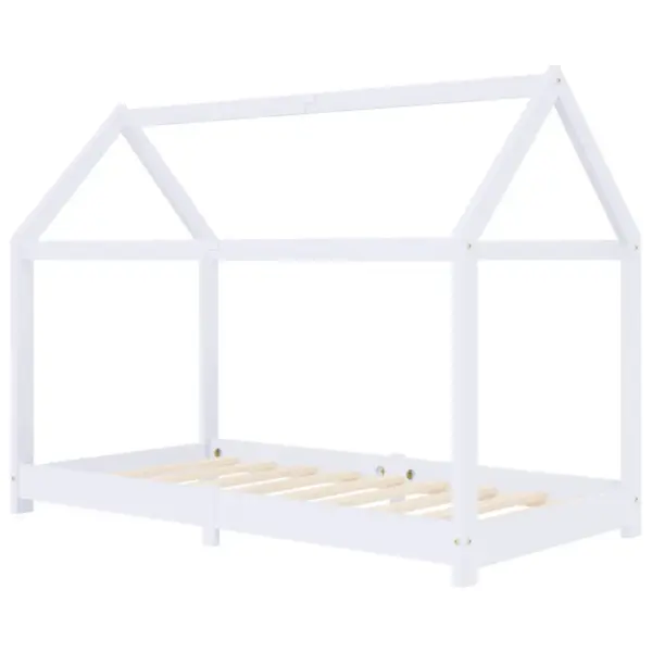 Puumajastiilis lastevoodi raam liistpõhjaga, valge männipuit, 70 x 140 cm – 2