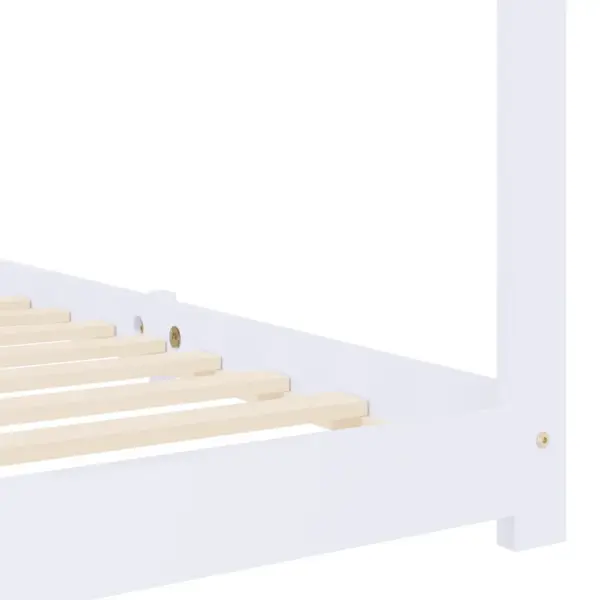 Puumajastiilis lastevoodi raam liistpõhjaga, valge männipuit, 70 x 140 cm – 7