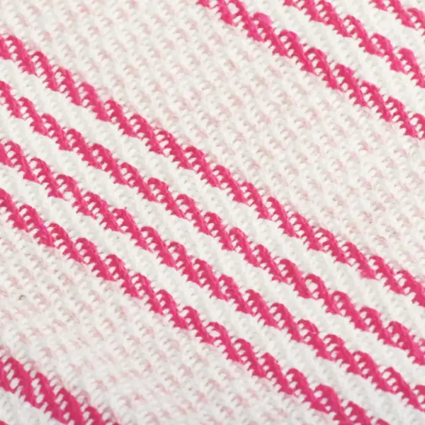 Puuvillane triibuline pleed tuttidega, roosa-valge, 125 x 150 cm – 6