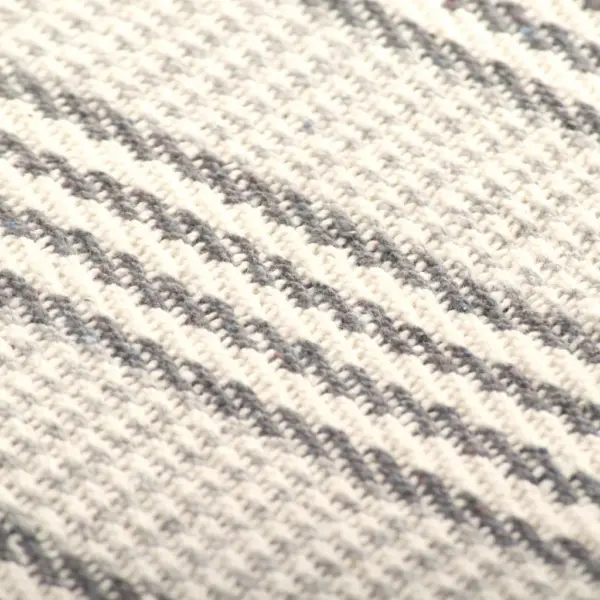 Puuvillane triibuline pleed tuttidega, hall ja valge, 160 x 210 cm – 6