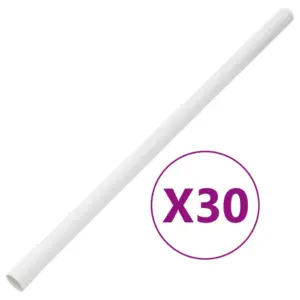Valged PVC kaablikanalid klambritega, Ø30 mm, 30 x 1 m komplekt