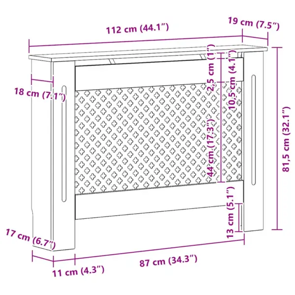 Valged MDF radiaatorikatted riiulina, 2 tk, 112 x 19 x 81,5 cm – 10