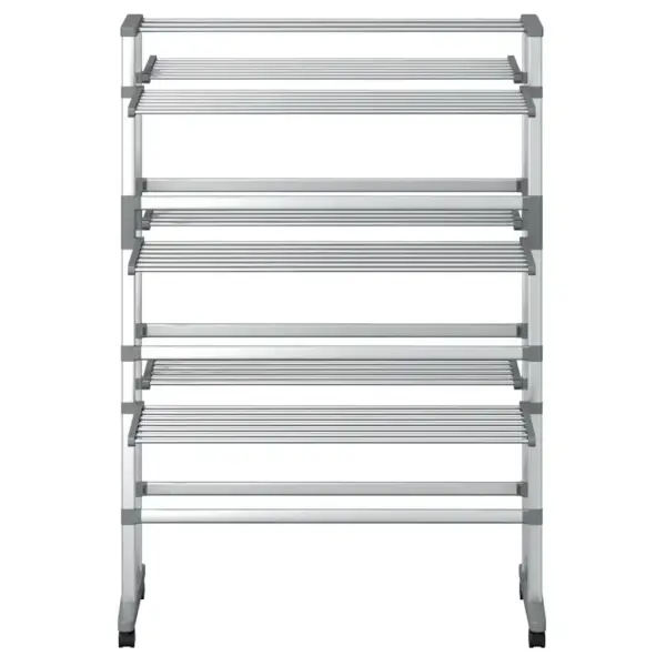 3-korruseline ratastega pesukuivatusrest, hõbedane alumiinium, 89 x 64 x 129 cm – 4