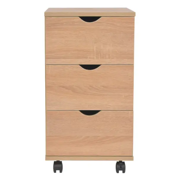 Ratastega 3-sahtliga kummut, tamm, 33 x 45 x 60 cm – 2