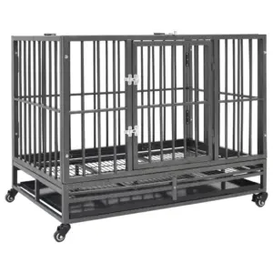 Ratastega terasest koerapuur eemaldatava alusega, 102 x 72 x 85 cm