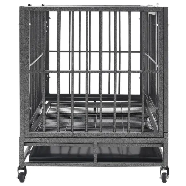 Ratastega terasest koerapuur eemaldatava alusega, 102 x 72 x 85 cm – 3