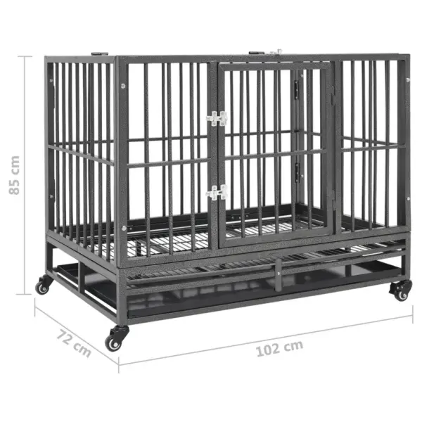 Ratastega terasest koerapuur eemaldatava alusega, 102 x 72 x 85 cm – 8