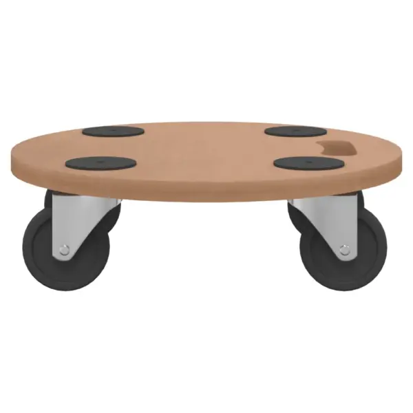 Ümmargused ratastega transpordialused libisemiskindlate patjadega, 2 tk, tehispuit, pruun, Ø 38 cm – 5