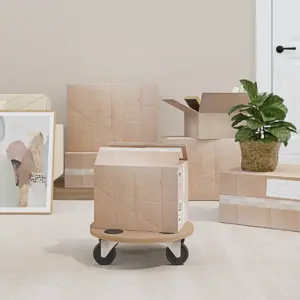 Ümmargused ratastega transpordialused, 6 tk, pruun tehispuit, Ø 38 cm