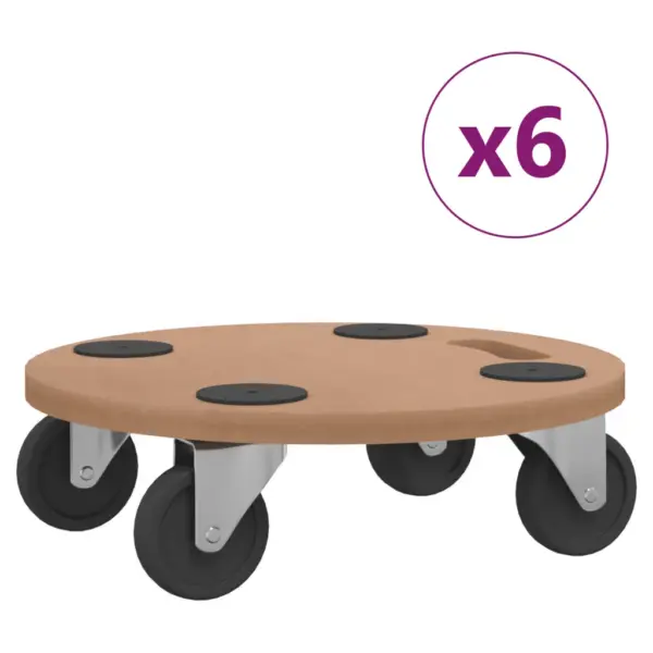 Ümmargused ratastega transpordialused, 6 tk, pruun tehispuit, Ø 38 cm – 2