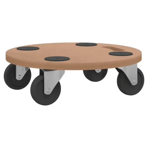 Ümmargused ratastega transpordialused, 6 tk, pruun tehispuit, Ø 38 cm – 3