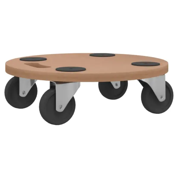 Ümmargused ratastega transpordialused, 6 tk, pruun tehispuit, Ø 38 cm – 6