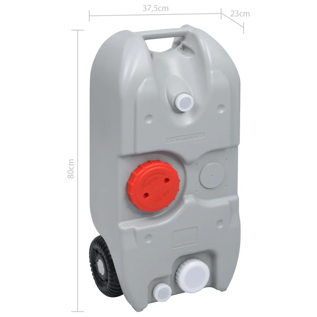 Ratastega kaasaskantav veepaak matkamiseks, 40 l, hall