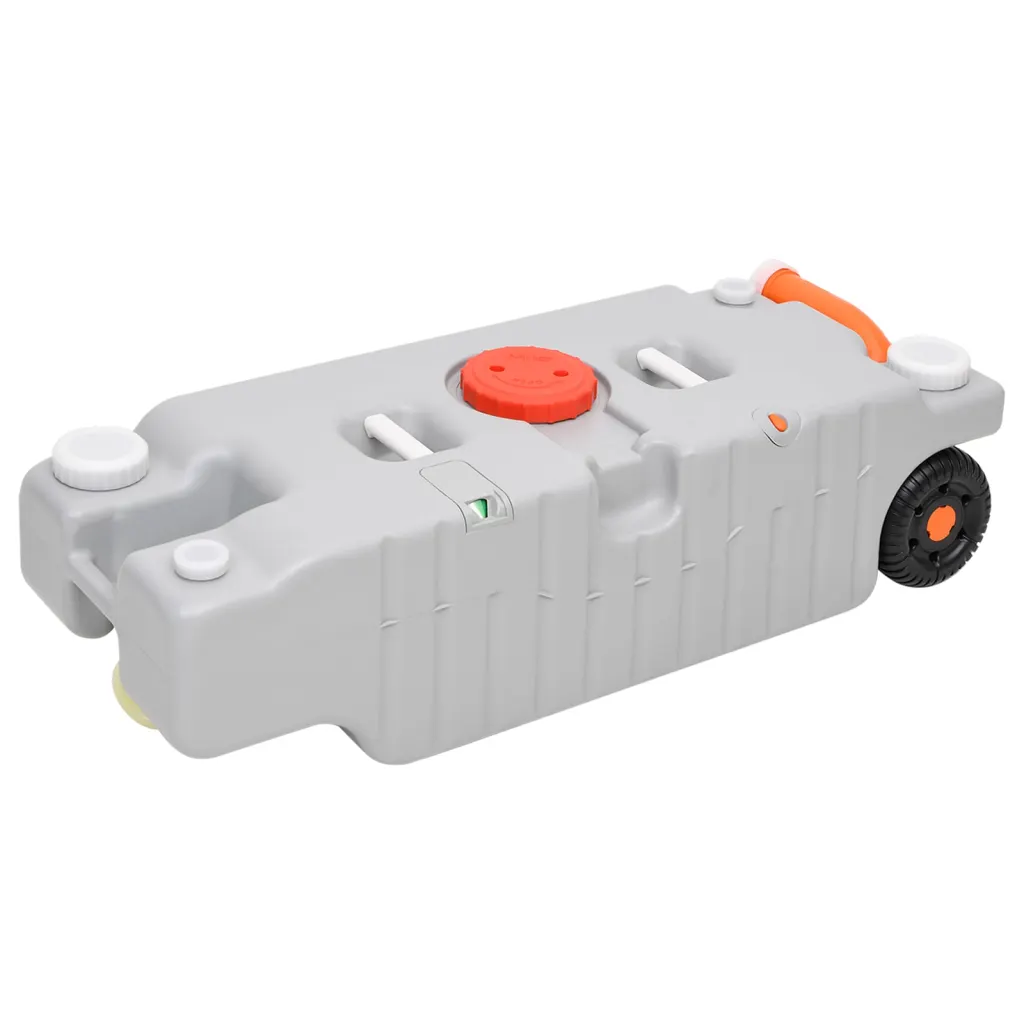 Ratastega veepaak matkamiseks, 75 l, hall HDPE, 106 x 37 x 29 cm