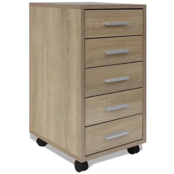 Ratastel kontori sahtlikapp 5 sahtliga, tamm, 33 x 38 x 63 cm – 2
