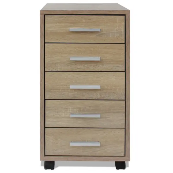 Ratastel kontori sahtlikapp 5 sahtliga, tamm, 33 x 38 x 63 cm – 3