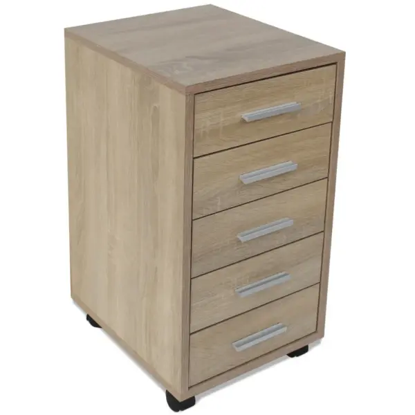 Ratastel kontori sahtlikapp 5 sahtliga, tamm, 33 x 38 x 63 cm – 4