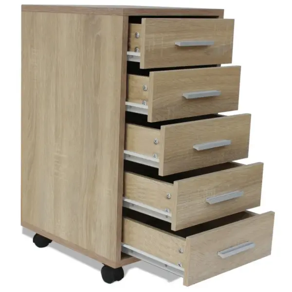 Ratastel kontori sahtlikapp 5 sahtliga, tamm, 33 x 38 x 63 cm – 5