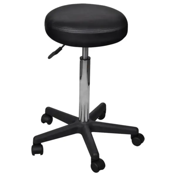 Ratastel kontoritaburetid gaasitõstega, 2 tk, must kunstnahk, istme läbimõõt 35,5 cm, kõrgus 64–84 cm – 2