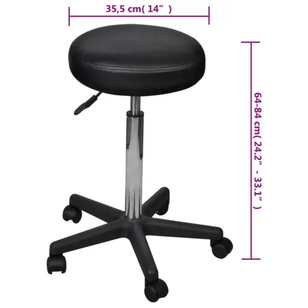 Ratastel kontoritaburetid gaasitõstega, 2 tk, must kunstnahk, istme läbimõõt 35,5 cm, kõrgus 64–84 cm – 5