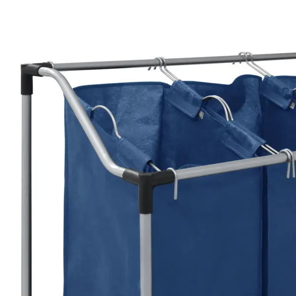 Ratastel pesusorteerija 3 sinise kotiga, plastkattega terasraam, 96 x 40 cm – 11