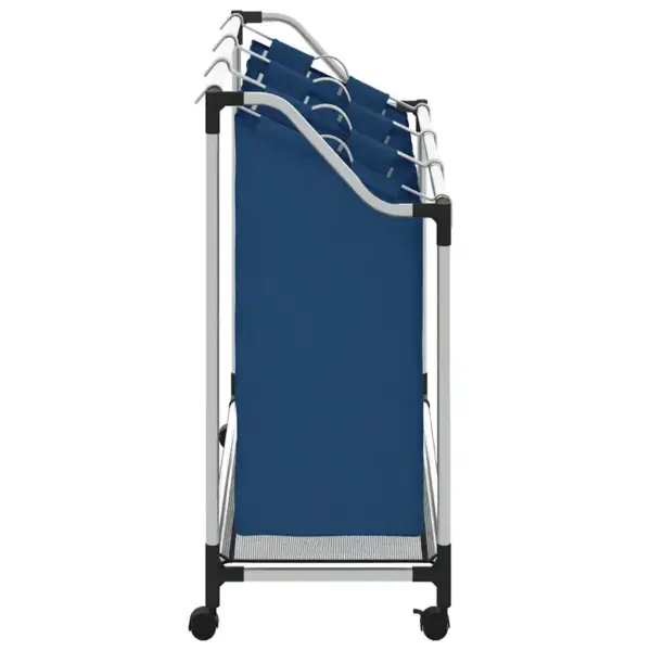 Ratastel pesusorteerija 3 sinise kotiga, plastkattega terasraam, 96 x 40 cm – 6