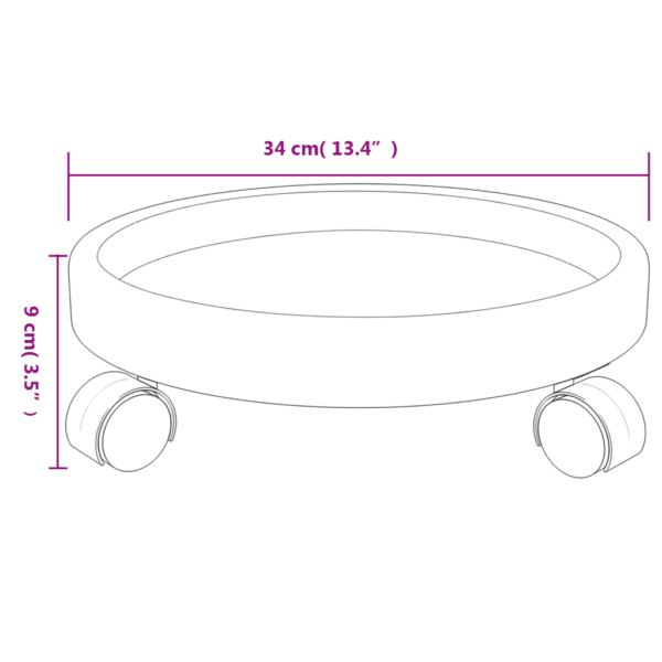 Ratastel taimealused potitaimedele, hall, 34 cm, 35 kg, 2 tk – 9