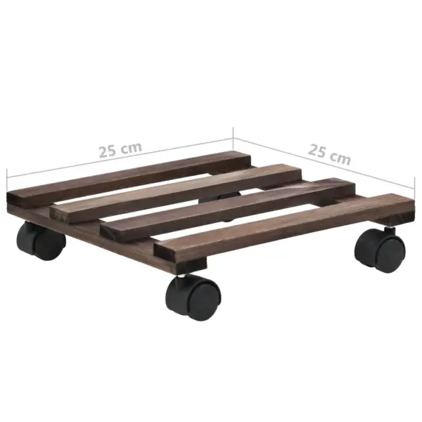 Ratastel taimealused potitaimedele, 4 tk, seedripuit, pruun, 25 x 25 cm – 6