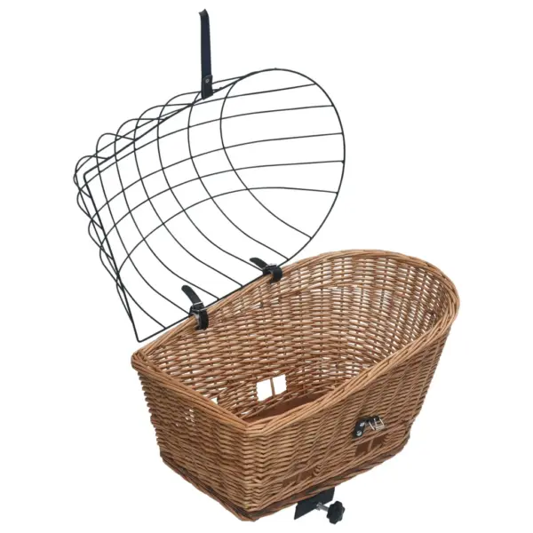 Ratta tagakorv lemmikloomale metallkattega, naturaalne paju, 55 x 31 x 36 cm – 4