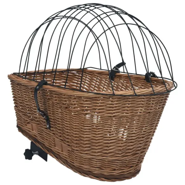 Ratta tagakorv lemmikloomale metallkattega, naturaalne paju, 55 x 31 x 36 cm – 6