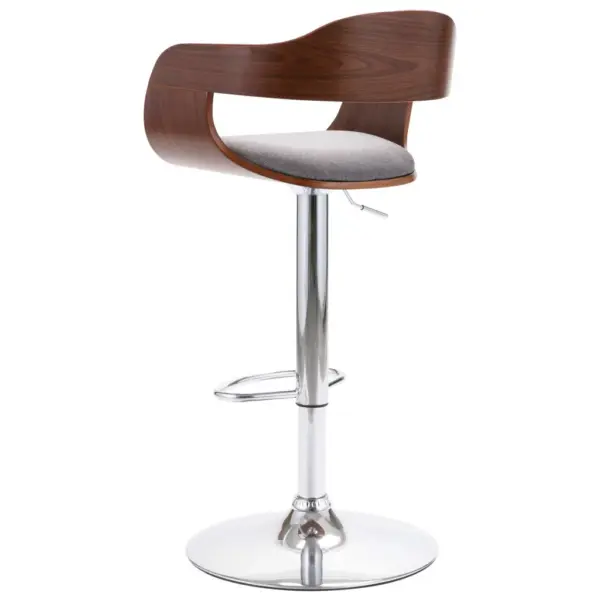 Reguleeritav baaritool vineerraamiga, helehall kangas, 49,5 x 47,5 x (84,5–105,5) cm – 4