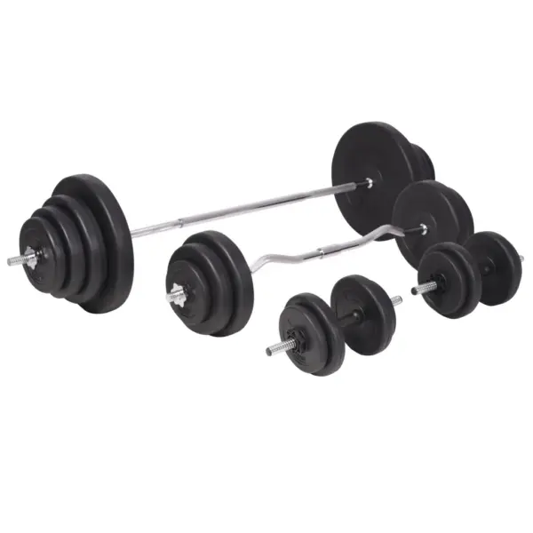 Reguleeritav jõusaalipink kangihoidjaga ja 120 kg kangi- ja hantlikomplekt, must – 8