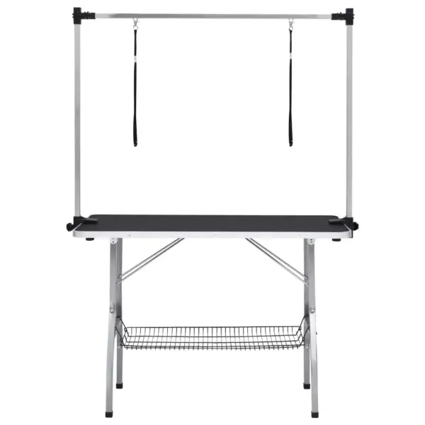 Reguleeritav koera pügamislaud 2 aasa ja korviga, must/hõbedane, 110 x 60 x 76 cm – 3
